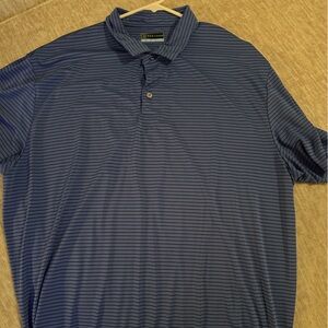 PGA Tour Navy Striped Button Down Shirt
